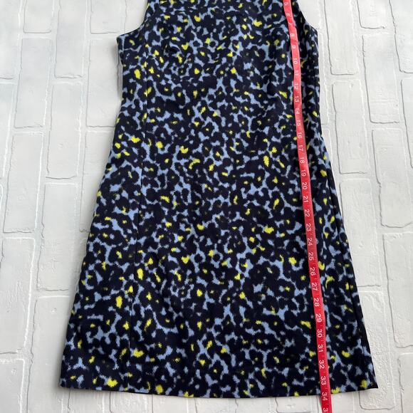 GAP Blue Cheetah Stretch Sleeveless shift dress -sz xs - Picture 3 of 6